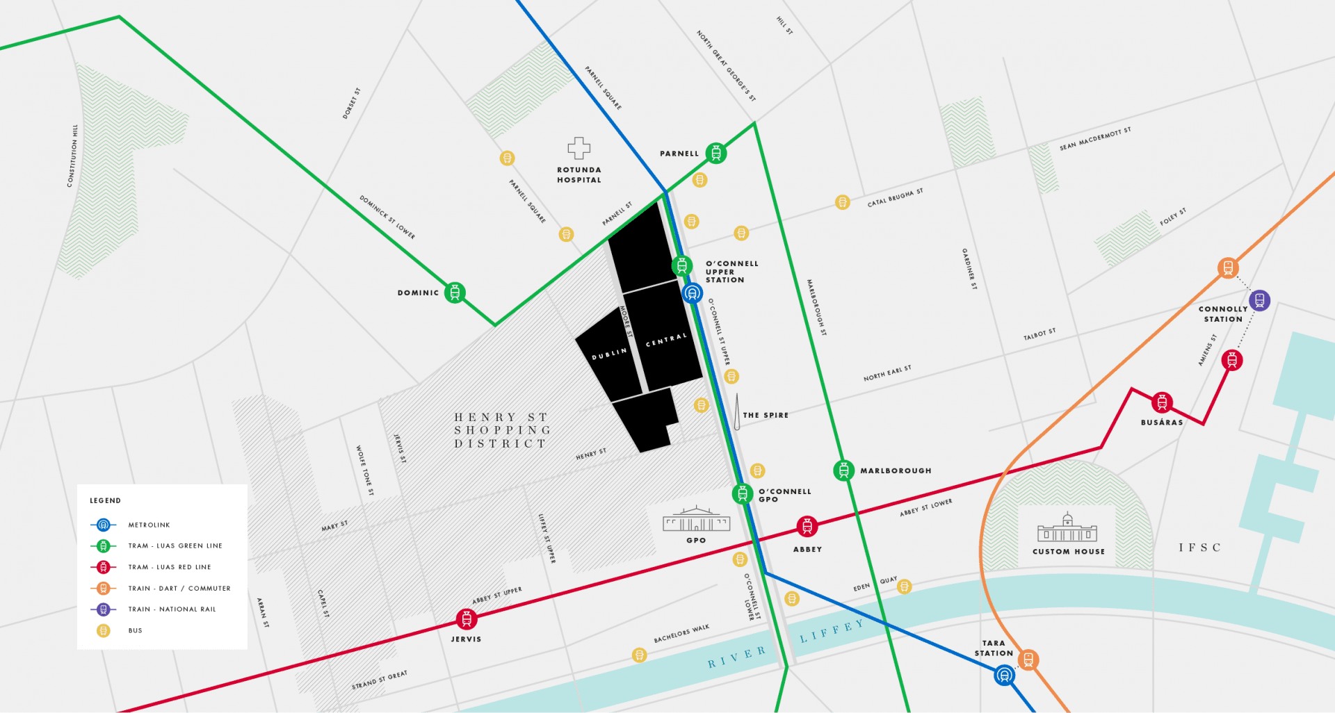 Map of Dublin Central area